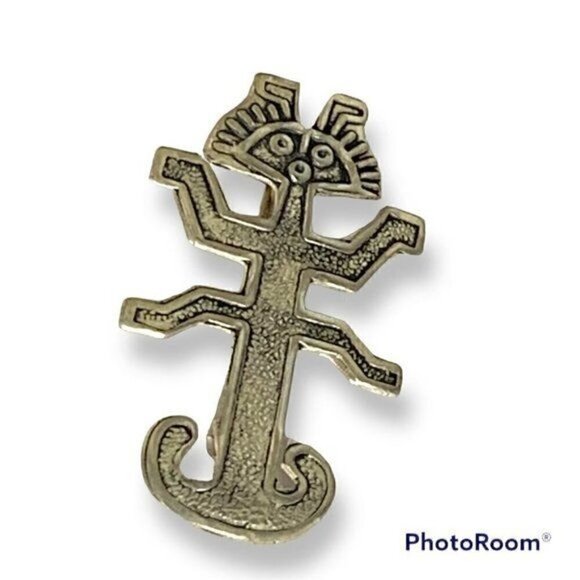 Vintage Pre-Columbian TOLIMA Figure Silver Pin Brooch - Picture 1 of 6